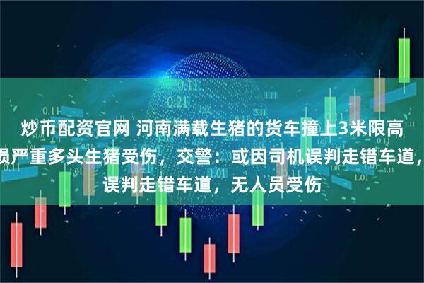 炒币配资官网 河南满载生猪的货车撞上3米限高桥，车头受损严重多头生猪受伤，交警：或因司机误判走错车道，无人员受伤